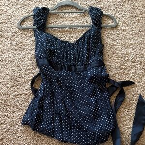 Hollister Navy Polka Dot Ruffle Strap Camisole